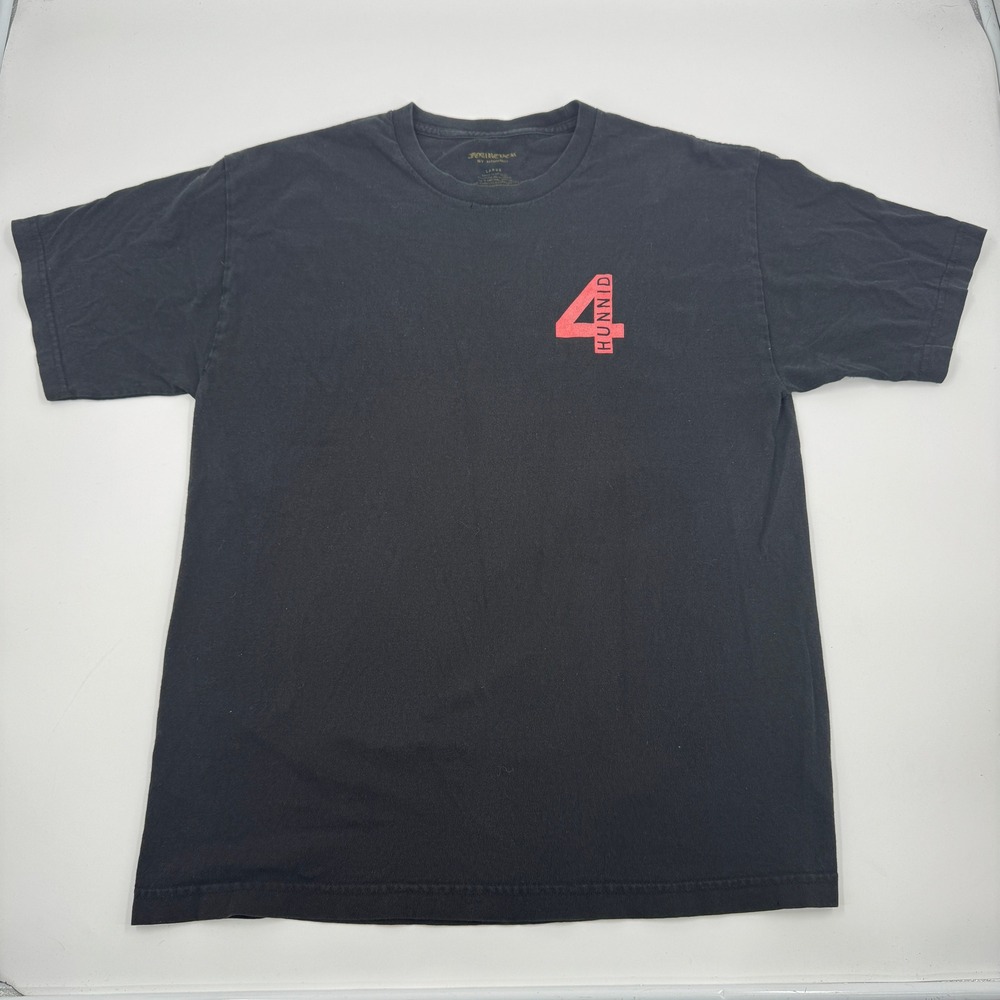4Hunnid‎ Fourever Mens Black Graphic T-Shirt Large YG Streetwear Big Checks Tee